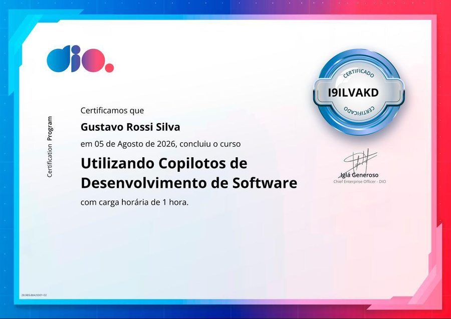 Certificado Utilizando Copilotos de Desenvolvimento de Software